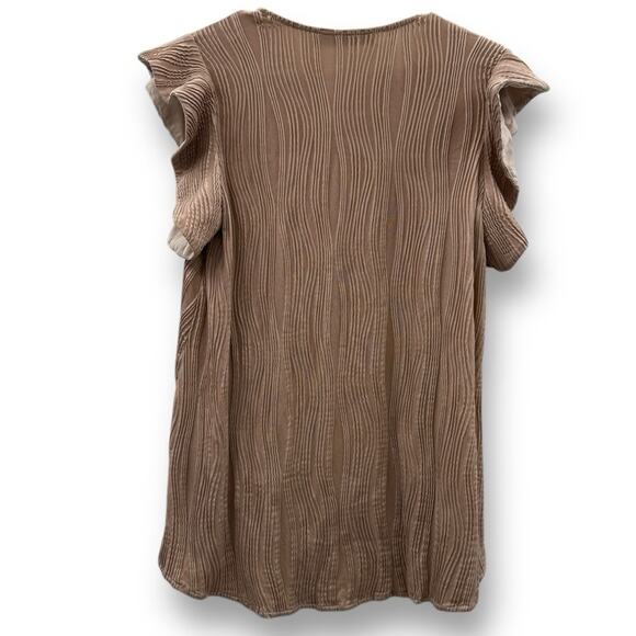 RTR Hunter Bell Ava Pleated Short Sleeve Rose Gold Top‎ Sz L - Picture 5 of 9